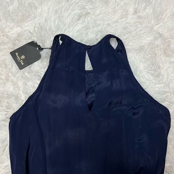 Massimo Dutti Maxi Dress Bridesmaid Flowy Lightweight Sleeveless Size XS Navy Bl - Picture 11 of 15